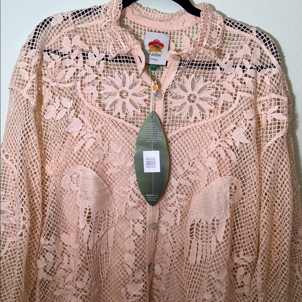 Farm Rio Sand Landscape Guipure Shirt size L - Picture 8 of 13